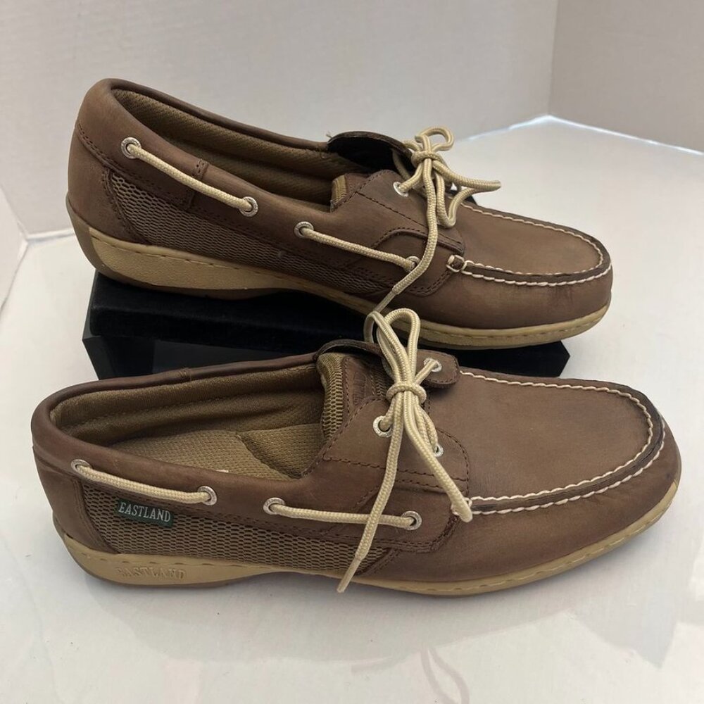 Eastland Solstice 3701-17 Leather Mesh Boat Shoes Bomber Brown Women’s Size 11M
